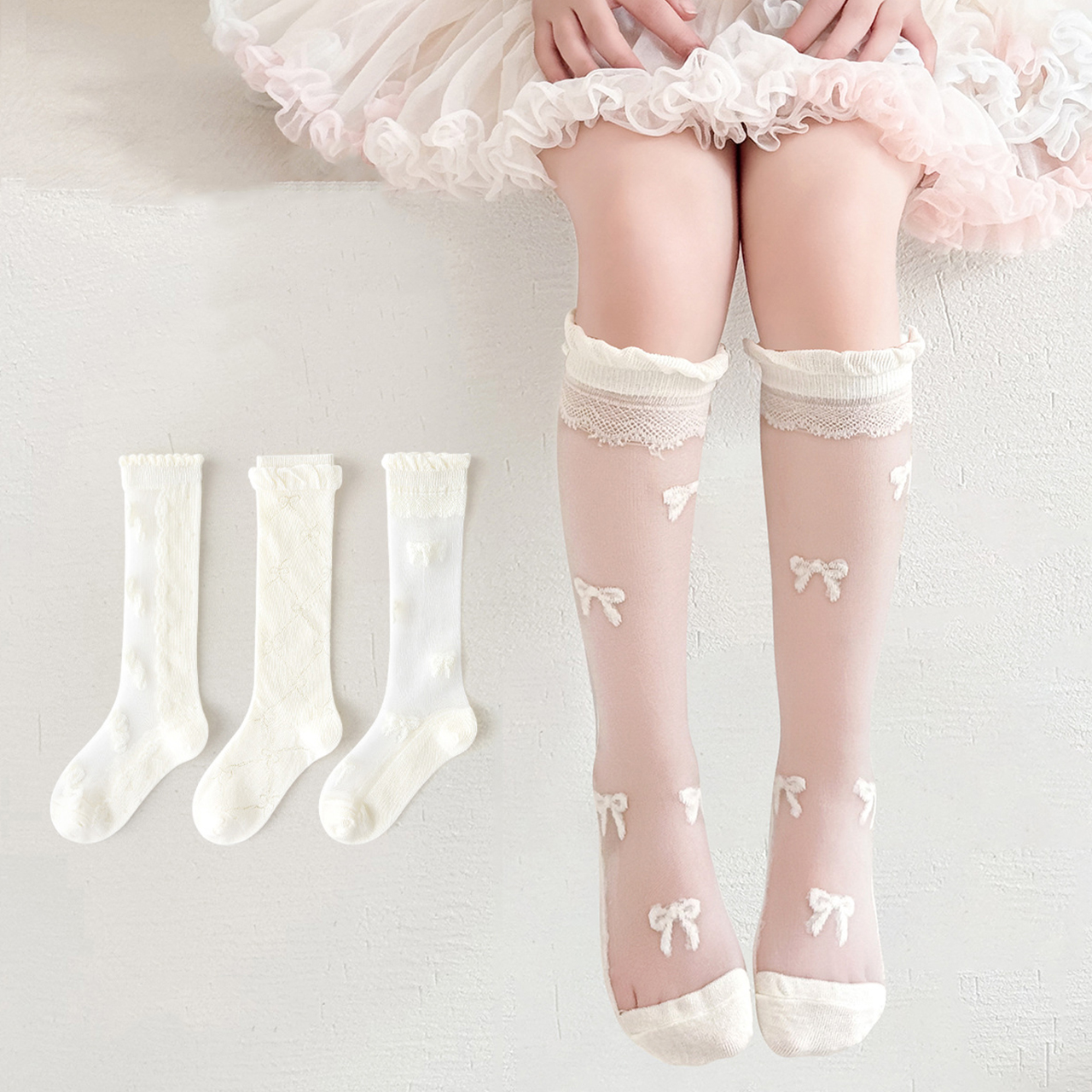 3 Pairs Lace Bow Baby Girl Lon - Baby Sock Oximeter recensione e prezzo