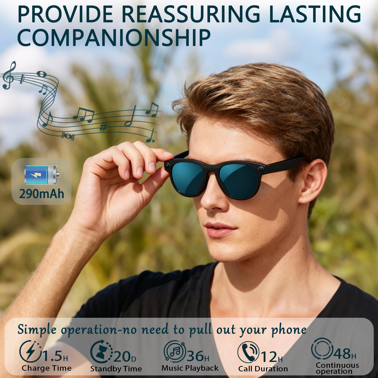 Black Smart Ai Glasses for Men - Smart Glasses Lens recensione e prezzo