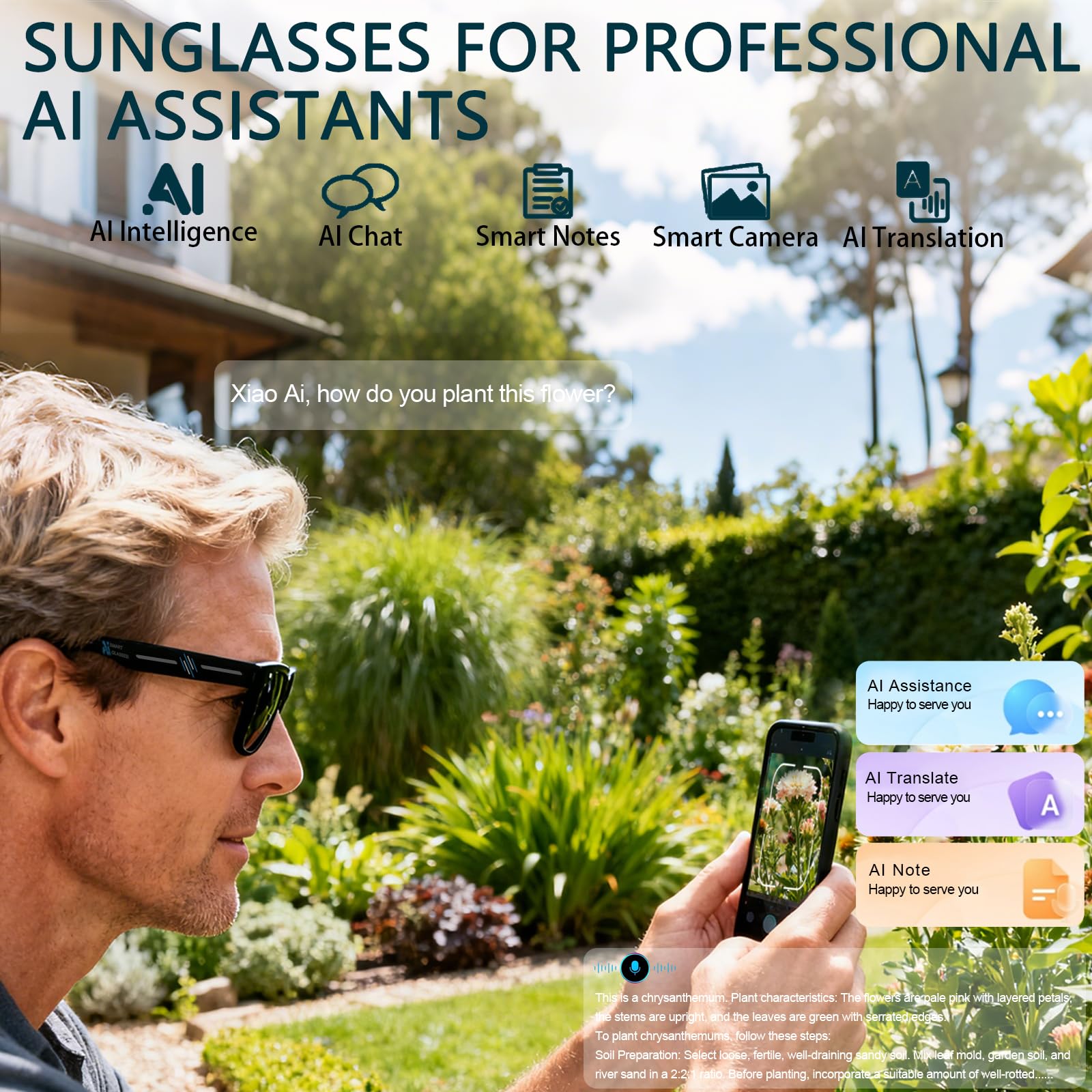 Black Smart Ai Glasses for Men - Smart Glasses Lens recensione e prezzo